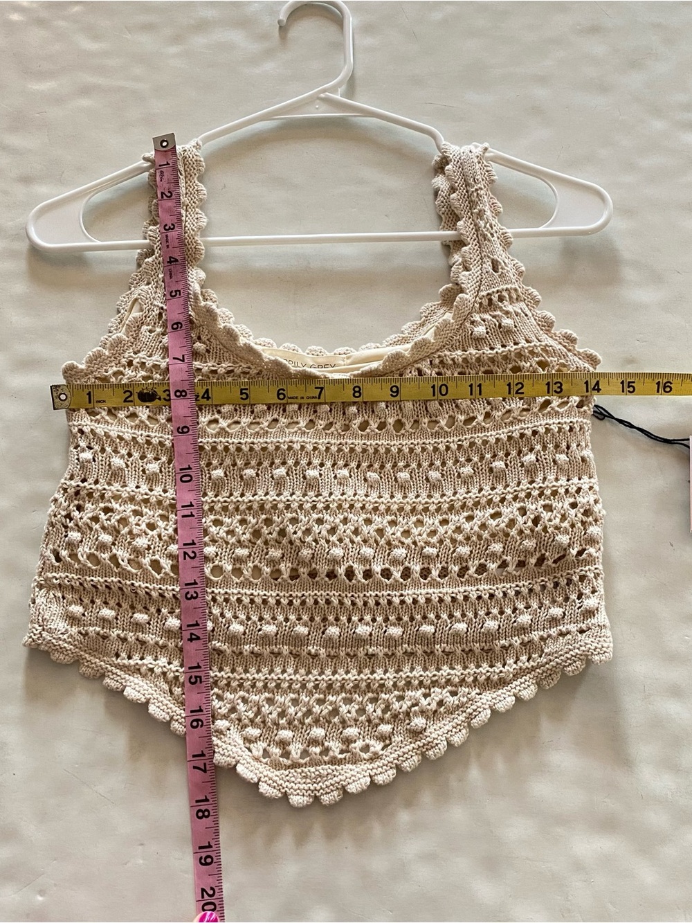 Happily Grey Crochet Tank Top Womens Size Medium New NWT Cream Ivory Crop Lace - Picture 7 of 7